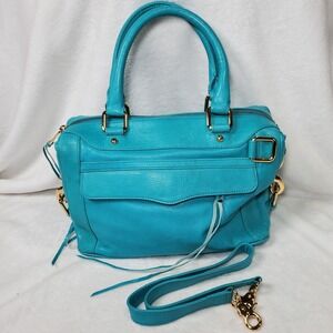 Rebecca Minkoff MAB Mini Leather Satchel Handbag Turquoise $495 MSRP Designer